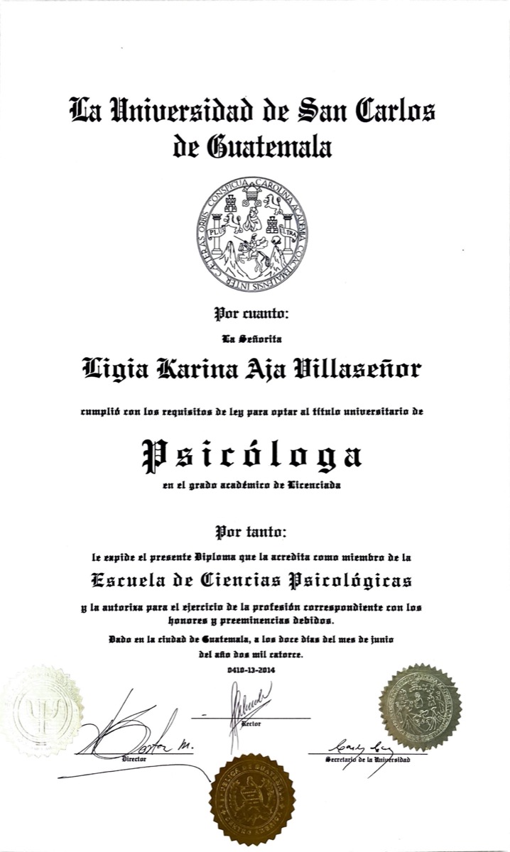 Licda. Psicóloga – Ligia Karina Aja Villaseñor